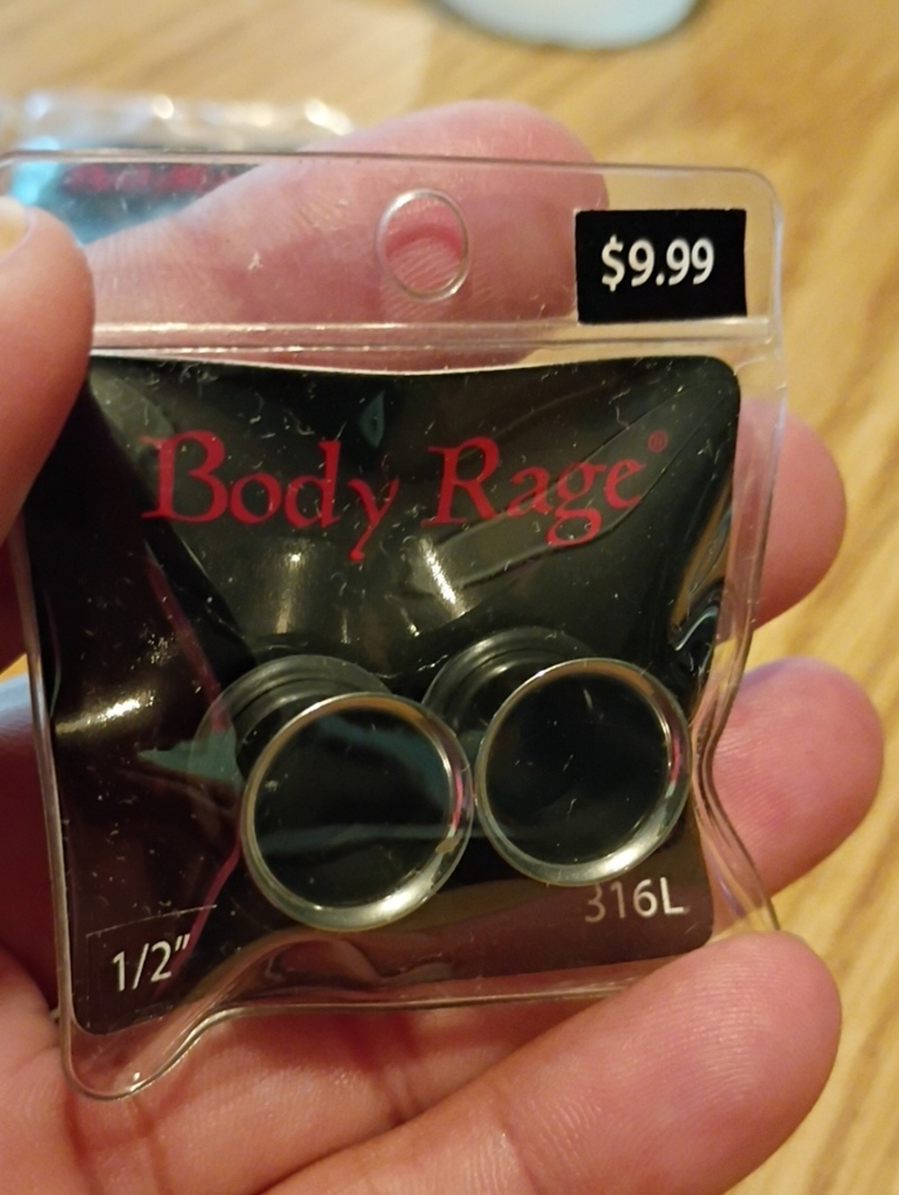 Men's Black Stainless Steel Ear Plugs - 1/2"